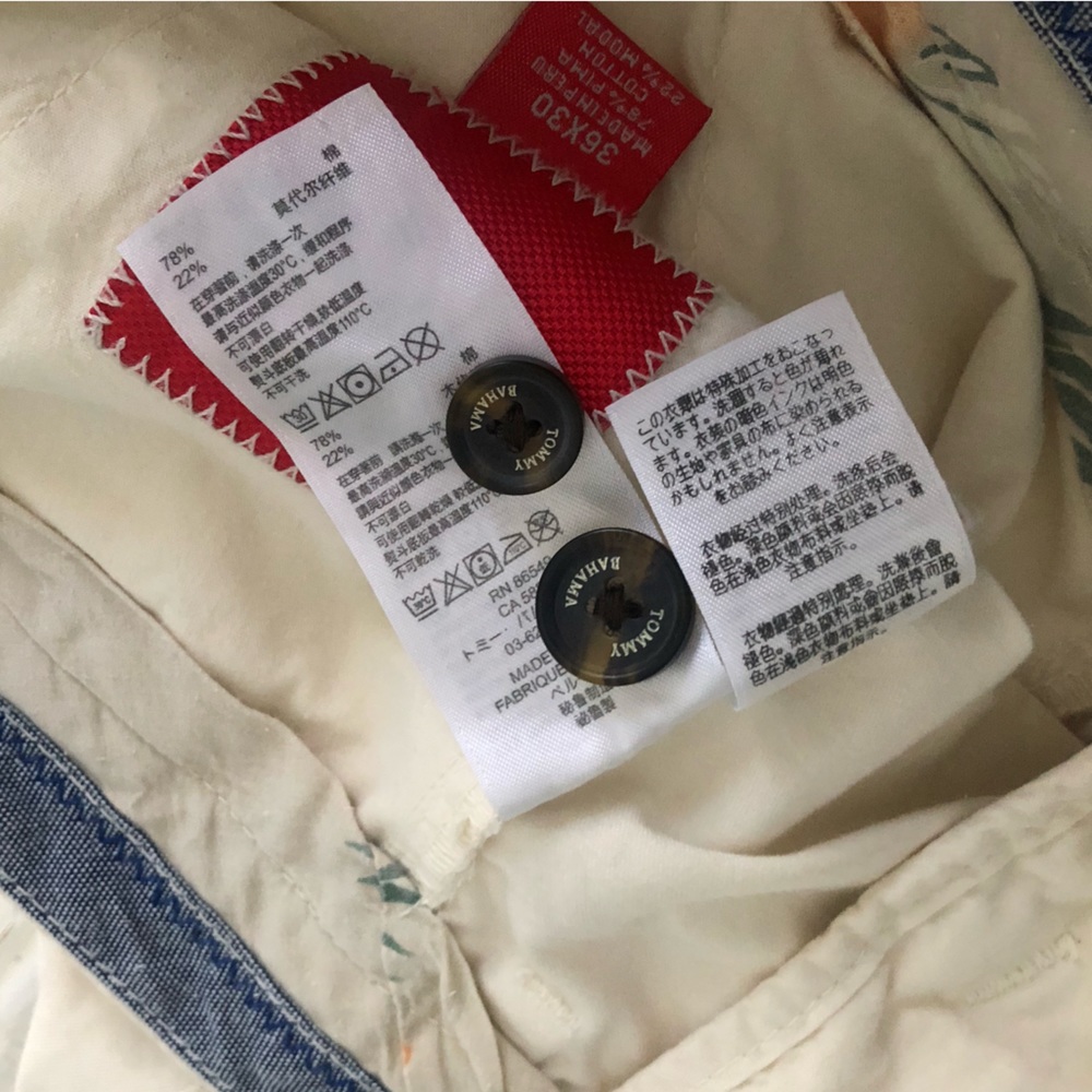 Tommy Bahama 36X30 Cream Chino Pants Men's  5 Pocket Pant - Pima Cotton Blend - Picture 8 of 9